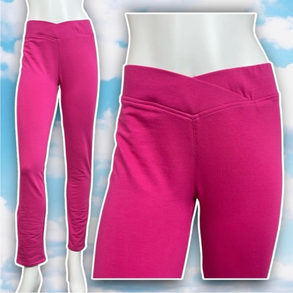 ❤️ NWOT C'EST TOI Y2k Vintage Crossover Mid Rise Straight Leggings Barbiecore